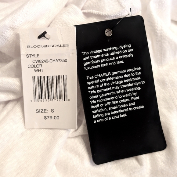 Chaser White Spritz Season Linen Embroidered Short Sleeve Tee Shirt Size Small - Picture 7 of 7